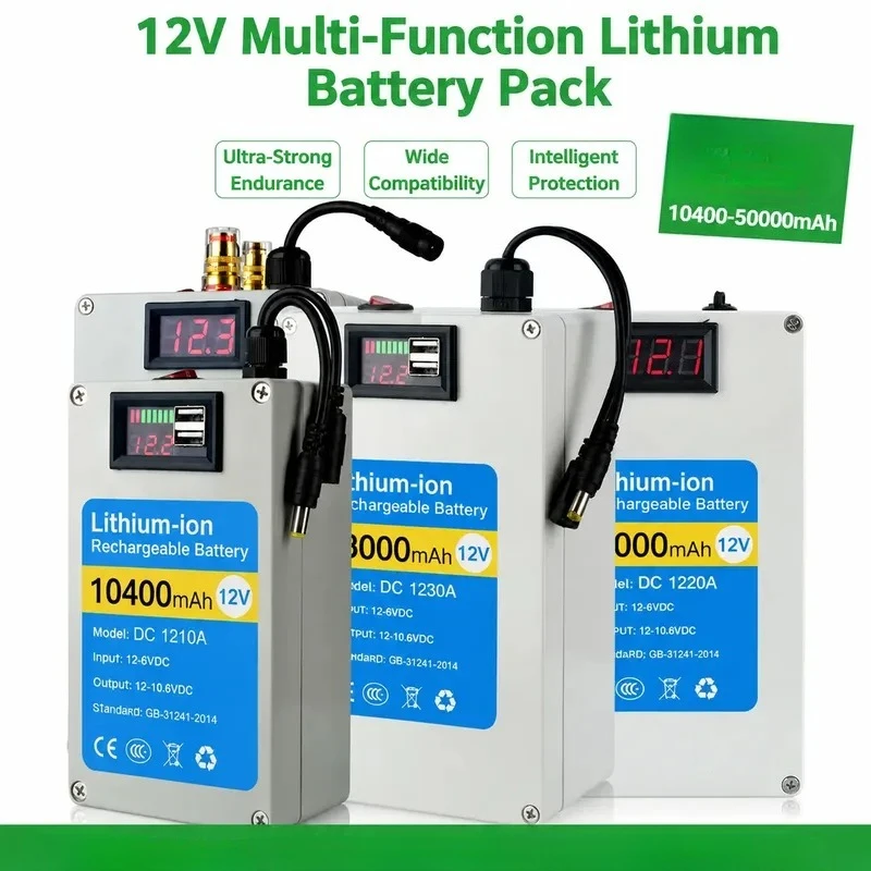 12V Lithium Battery UPS for Uninterruptible Power Supply Monitoring Outdoor Mobile Rechargeable Large Capacity LED Lights