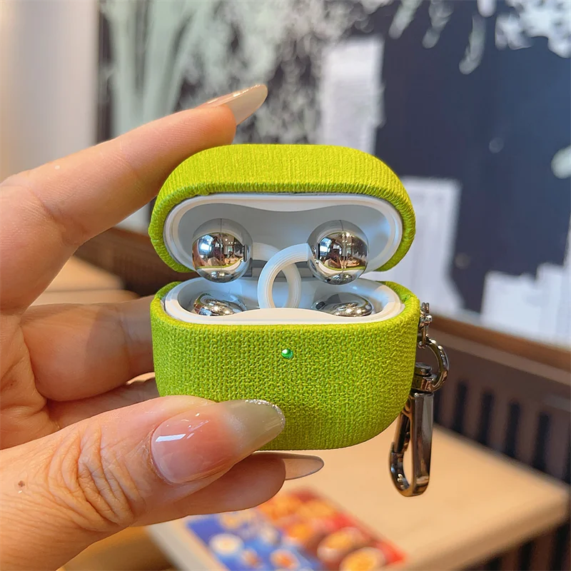 High-end Real Cloth Fabric Hard Cover for Huawei FreeClip 2 Carabiner Colorful All-inclusive Earphone Case for Huawei FreeClip 2