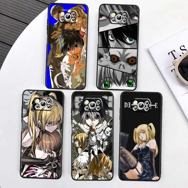 Art Fashion D-Death N-Note For Xiaomi Mi Poco F5 F4 F3 X6 X5 X4 X3 M6 M5 M5S M4 M3 C65 Pro GT NFC 5G Black Cover Phone Case