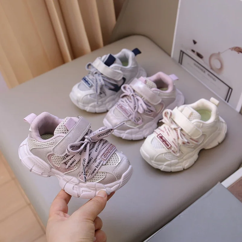 2026 New Autumn Children Shoes Mesh White Breathable Kids Boys Sport Shoes Non-slip Fashion Toddler Girls Sneakers 21-30