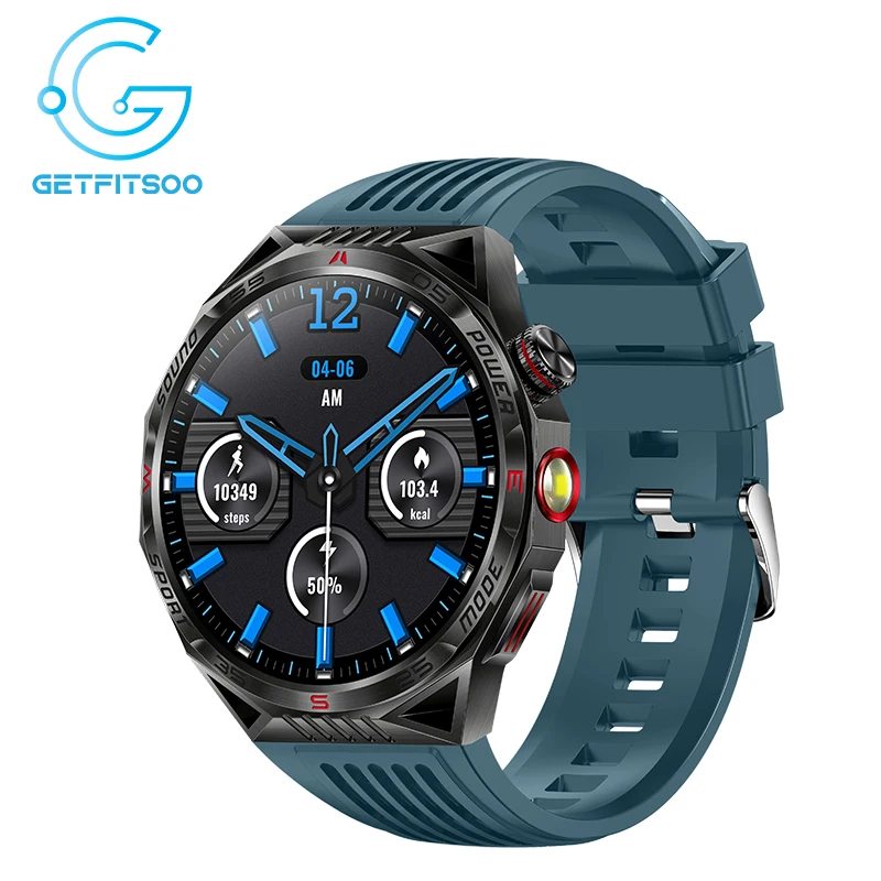 

Getfitsoo Compass Smart Watch Men1.85"HD AMOLED Screen Infrared Laser IP68 Waterproof LED Flashlight Bluetooth Call Smartwatch