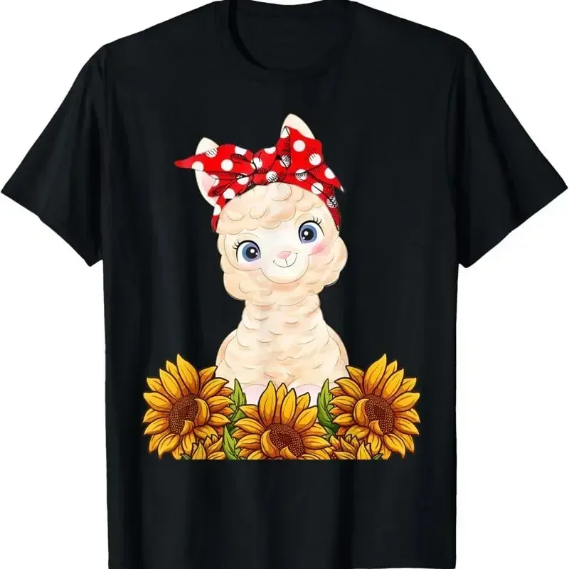 Cute Llama Sunflower T Shirt