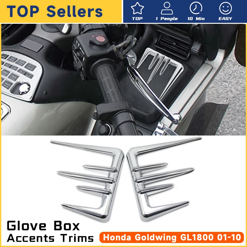 Motocyklowe chromowane akcenty schowek na rękawiczki do Honda GL1800 GL1800A GL 1800 Goldwing złote skrzydło 2001-2010 2009 2008 ABS