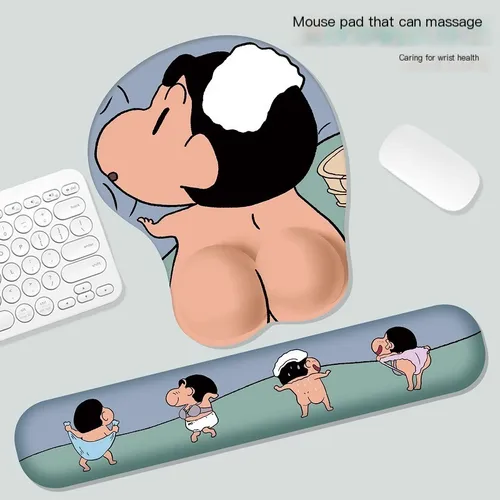 애니메이션 만화 C 크레용 신짱 마우스 패드, 키보드 손목 받침대, 미끄럼 방지, 인체 공학적 손 지지대, 사무실용 마우스 매트  Best5