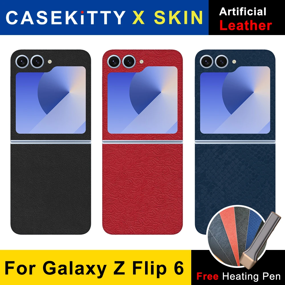 

CASEKiTTY Skin Leather For Samsung Galaxy Z Flip 6 Sticker Z Flip 6 Back Film Flip 6 Full Cover Protective Decal Wrap Protector