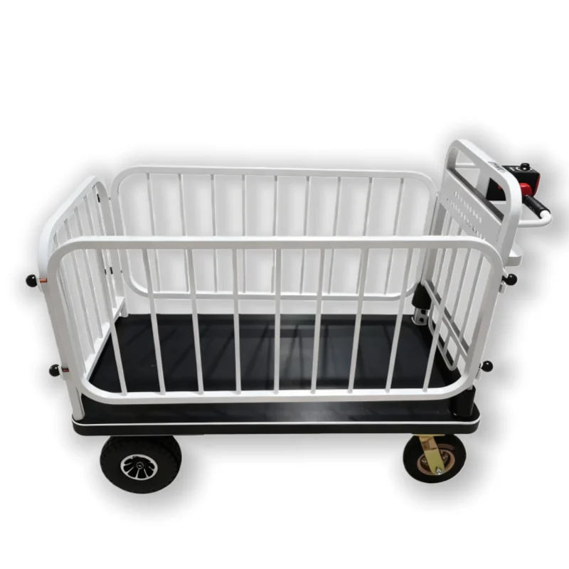 400W Electric Motor Foldable Industrial Steel Platform Trolley With 500kg Capacity And Motorized Wheels For Heavy Duty Use