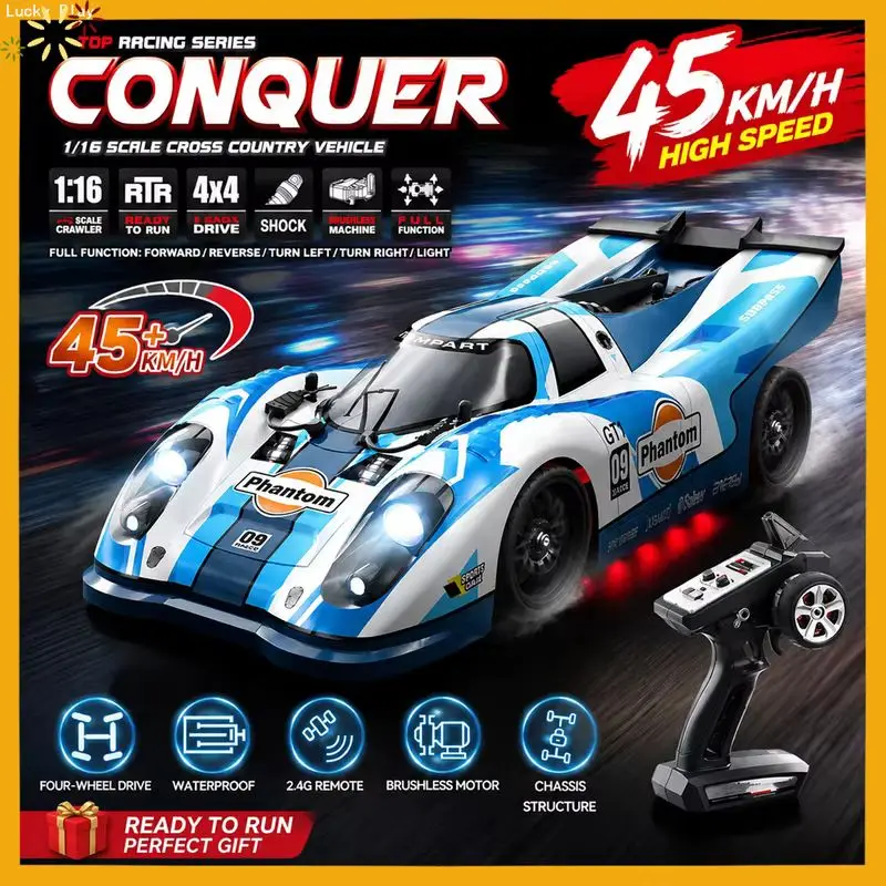 1:16 Rc Drift Racing Car 2.4g 4wd 70km/H Brushless High‑Speed Remote Control Competitive Off‑Road Supercar Hobby Toy