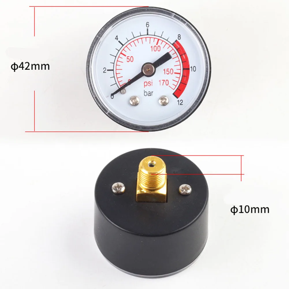 Air Compressor Pneumatic Hydraulic Fluid Pressure Gauge 0-12Bar / 0-170PSI Easy To Read Dial Measuring Instrument