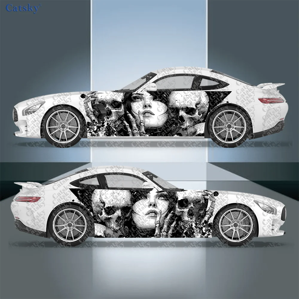 

Dark Skull Beauty Cool Car Vinyl Wraps Decal Self-adhesive PVC Sticker Suitable for Trucks SUV Decoration Auto Accessories Gift