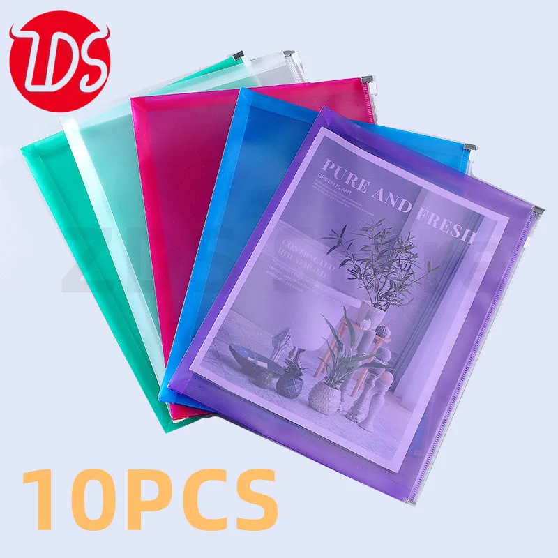 10PCS  Waterproof Transparent Pull Edge Office Document Bag