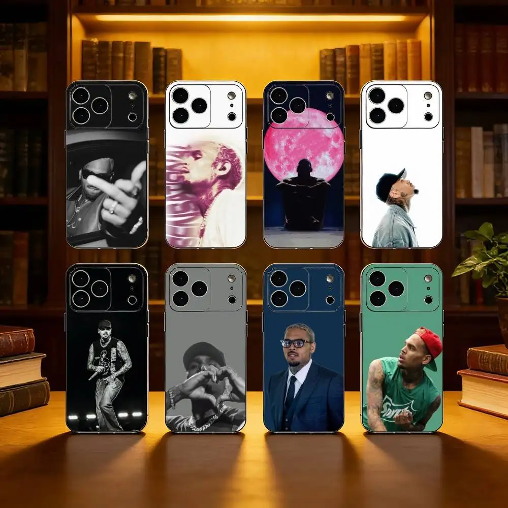 

Chris B-Brown S-Singer Phone Case For iPhone 17,16,15,14,13,12,11 Plus,Pro Max, Soft Silicone Black Cover