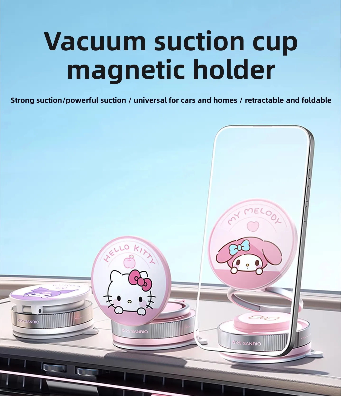 

Car Mount Electric Vacuum Magnetic Holder Foldable Strong Suction Stand For Cell Phone For iphone 12 13 14 15 16 Live Streaming