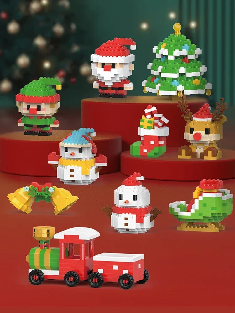 Kerstcadeaus Bouwsteenserie Kerstman Rendier Puzzel Montage Bakstenen Tafeldecoratie Speelgoed voor Kind Kerstcadeau - afbeelding 2
