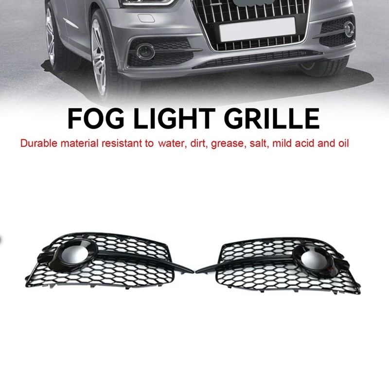 2PC Car Bumper Fog Light Grill Grille Replacement Parts Fit For  Q3 S-Line 2012-2014 8U0807681D 8U0807682D