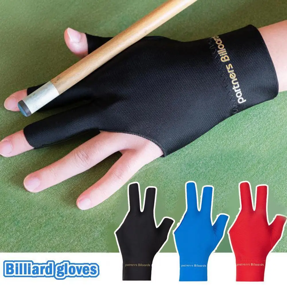 Billiards Glove Left Hand Three Finger Snooker Billiard Glove Non Slip Stickers Elasticity Billiard Training Gloves Accessories