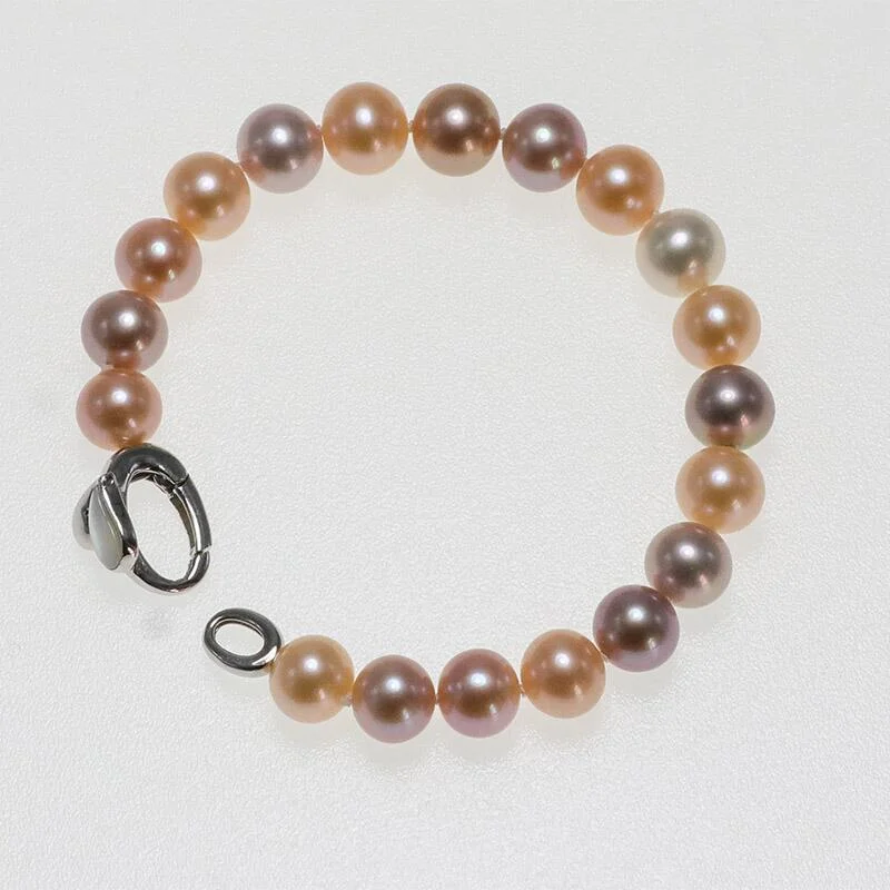 5A New Real Natural Fresh water Pearl Fashion Bracelet Ladies Elegant Mixcolor Bracelet Jewelry Girlfriend Birthday Wedding Gift