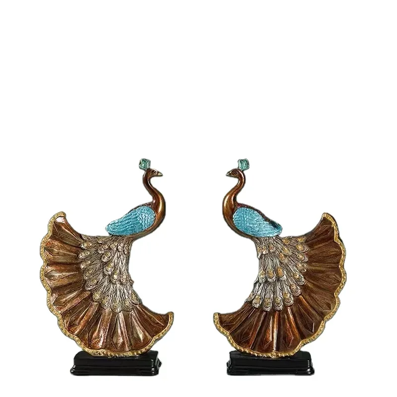 European-style auspicious peacock decoration living room wine cabinet TV cabinet decoration office desktop decoration art gift