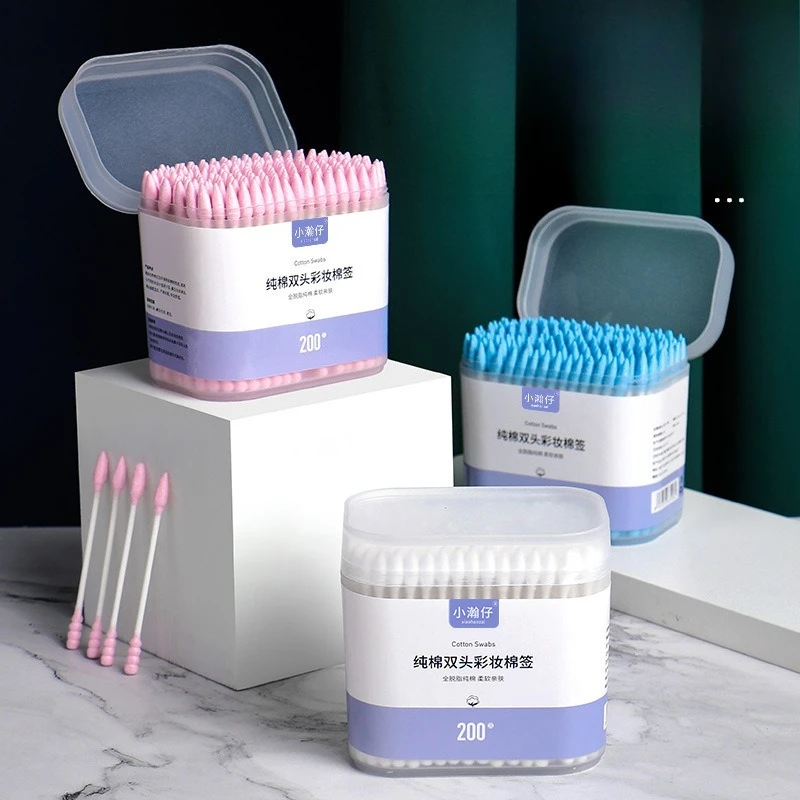 Colorful Makeup Remover Cotton Swabs Double Headed Spiral Pointed Tips for Eyeliner Cleaning and Cosmetic Application