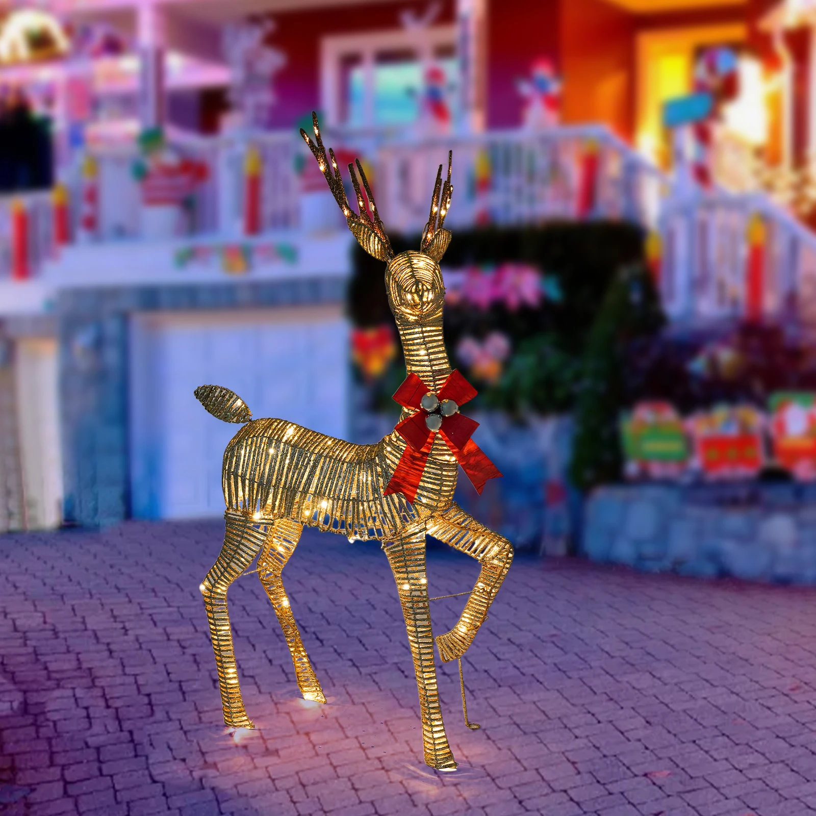 Iridescent Deer Christmas Decorations Light up Christmas Outdoor Decoration Festive Atmosphere Decor with LED Light