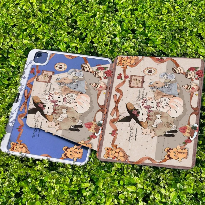 Elegant Lady Rabbit Smart Stand Case Cover for Ipad 2017 10.5 Inch Ipad Mini 6 10.2 7th 8th 9th Gen IPad Pro 11 2022 Tablet Case