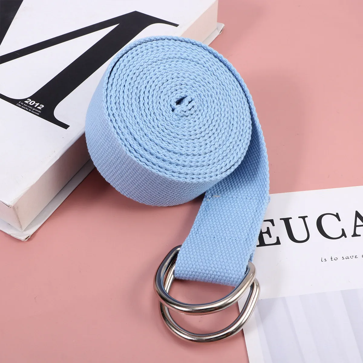 1 unidad de banda elástica para yoga, 3.2m de largo, azul cielo, correa de tracción para fitness, cuerda auxiliar antideslizante para ejercicio y entrenamiento.