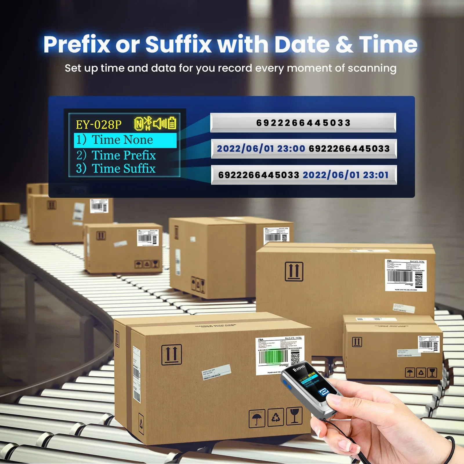 Мини-сканер Eyoyo, Bluetooth-сканер QR-кода с ЖК-дисплеем, портативный беспроводной 1D 2D-сканер книжных штрих-кодов для библиотеки