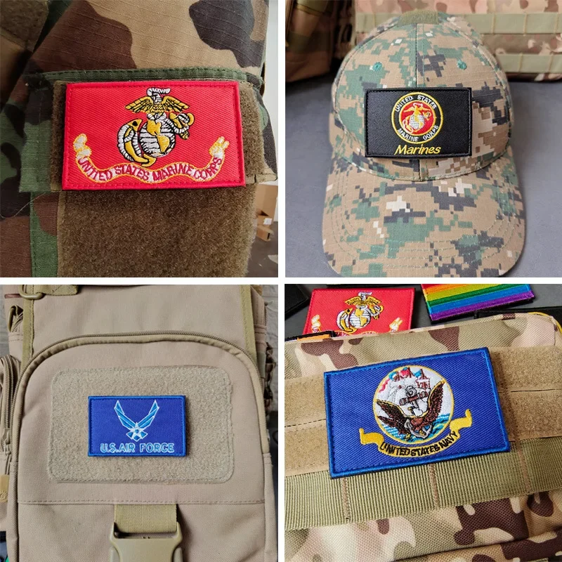 Insignia bordada de la serie del Ejército de los Estados Unidos, la Marina y la Fuerza Aérea, decoración de mochila al aire libre, Parche de ropa, pegatinas de tela