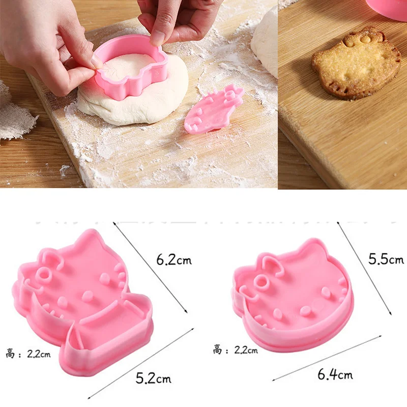 Sanrio Hello Kitty Cookie Moulds Fruit Sugar Pasty Cake Mold Anime 3D Stamp Cartoon Bread Mold Kitchen Accessories Baking Tools