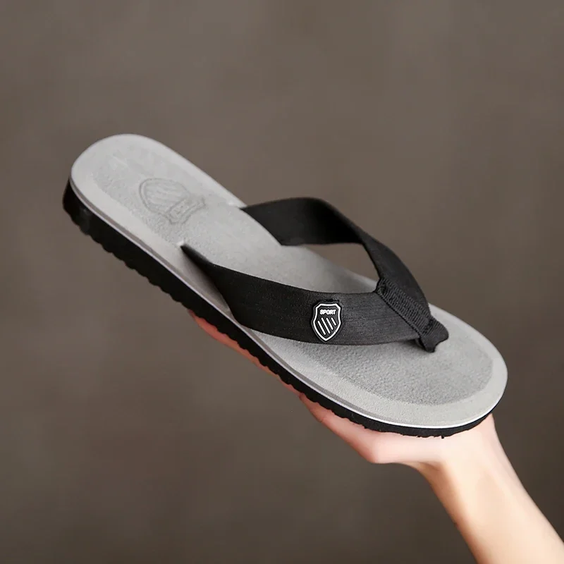 Men's Casual Flip Flops Fashion Beach Shoes Men Summer Non-Slip Flat Slides Mens Slippers Indoor House Shoes Man Male Slipper