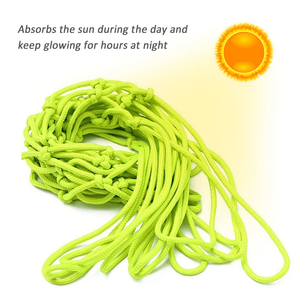 ضوء الليل كرة السلة صافي النايلون متوهجة كرة السلة هوب ريم صافي 12 حلقة حجم قياسي متوهجة كرة السلة صافي الشمس بالطاقة