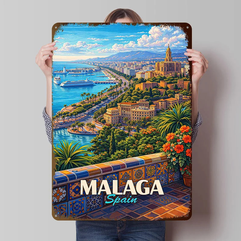 Malaga Dekorationen für Zuhause, Ornamente, Wanddekoration aus Metall, Raumkunst, Wandgemälde, Garagenzubehör, Inneneinrichtung, Blechschild