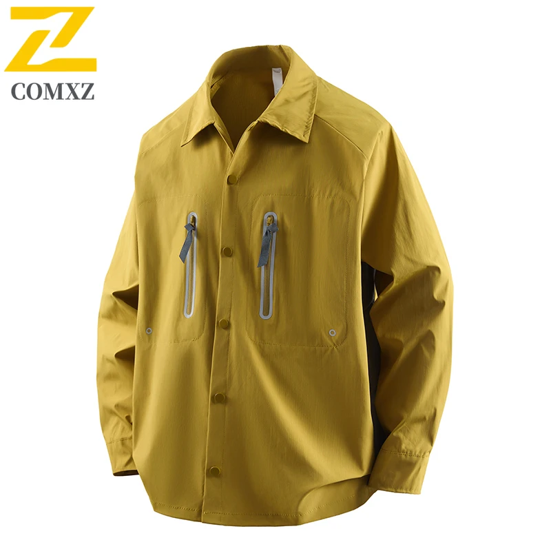 

COMXZ Solid Color Jacket for Men 2025 New Thin Comfortable and Breathable Collar Jacket Outdoor Casual Loose Functional Jacket