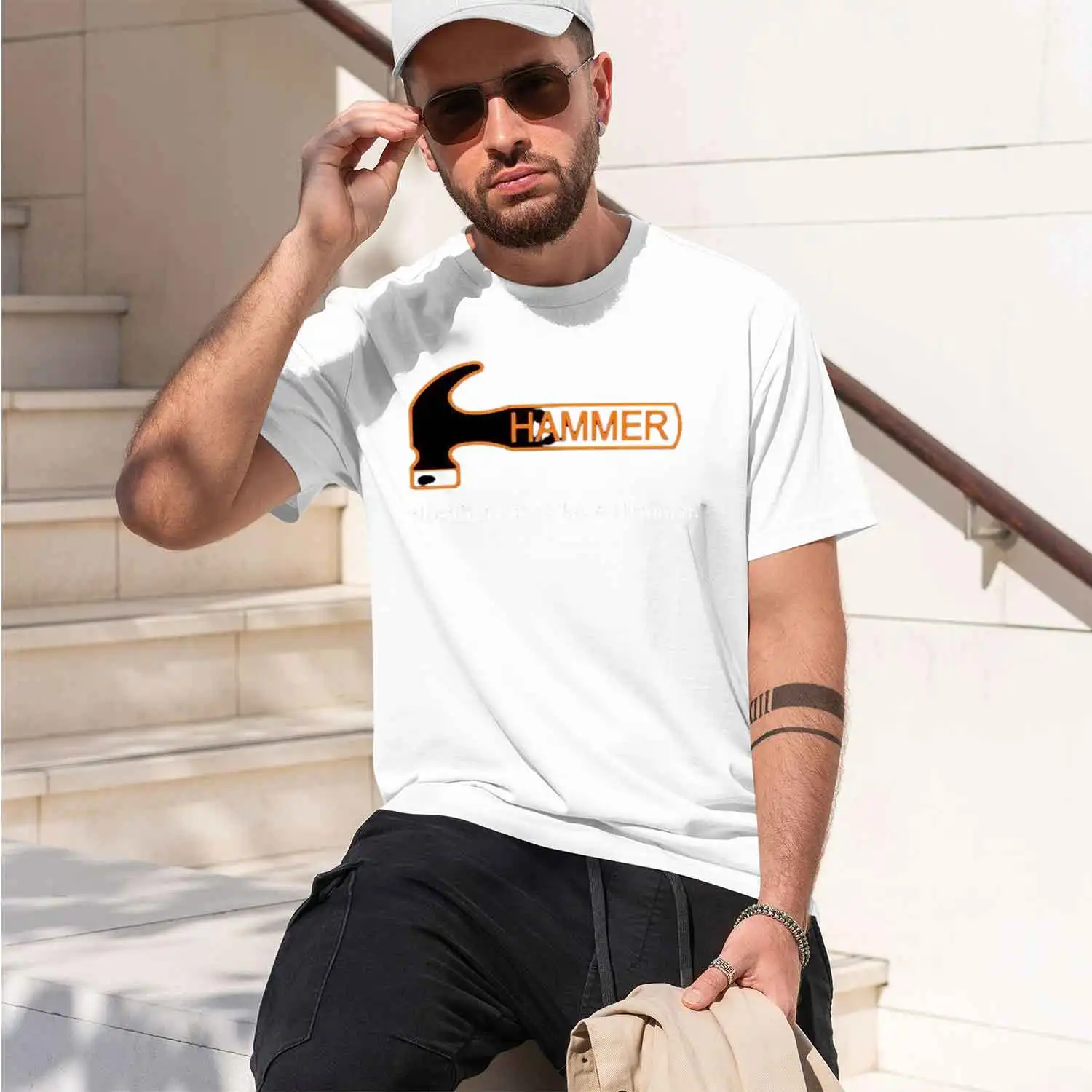 Hammer Bowling Grey Navy White Funny T Shirt Made In USA S 5XL vintage Washed Comfortable streetwear fashion Unisex 2026 New Mod