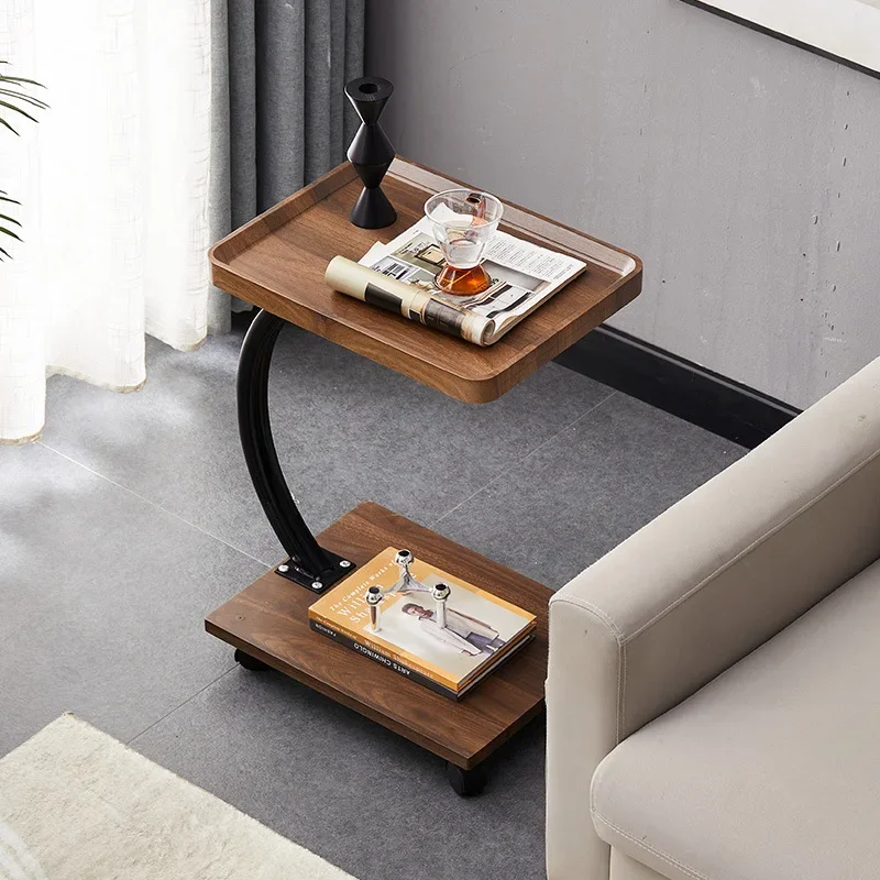 Sofa Edge Table Movable Balcony Coffee Table U-Shaped Edge Cabinet Corner Table Simple Living Room Bedroom Table