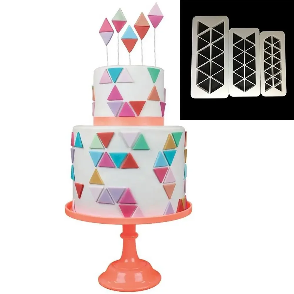 3PCS/Set Square Geometric Cutters Fondant Cookie Cake Mold Cutter Chocolate   Decorating  Baking Tools for Christmas