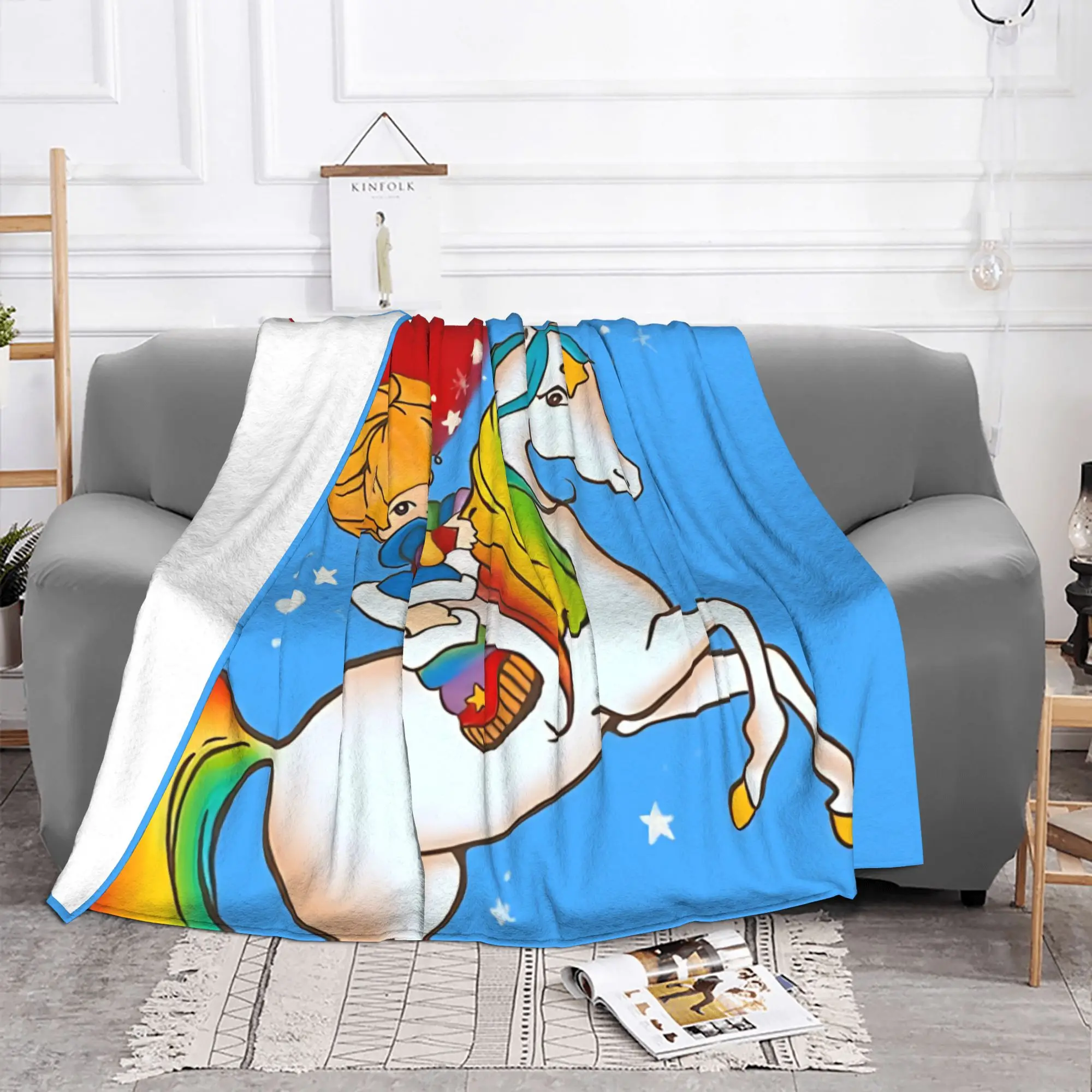 1PC Home Cute Room Decor nostalgic kid art  Blanket Throw Blanket R-Rainbow Brite Novelty Warm Blanket All Season