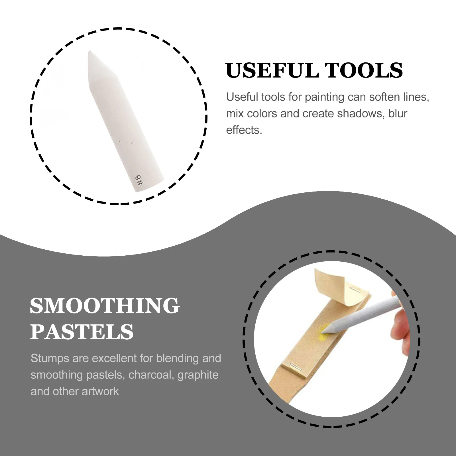 

23 pcs Blending Stumps Tortillons Set 8 Double-Ended 10 Tips 2 Sandpaper Sharpeners Pencil Extension Sponge Kneaded Eraser