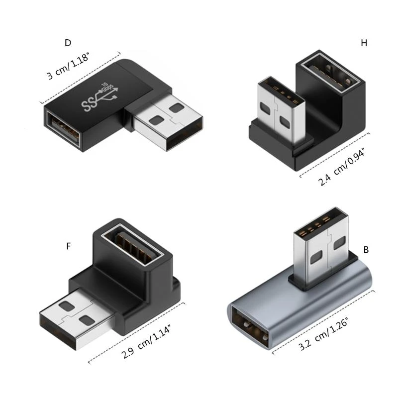 Adaptador de extensión USB 3,0 de ángulo recto de 90 grados, codo hacia arriba, conector USB de 10Gbps para PC, convertidor de enchufe de extensión macho a hembra