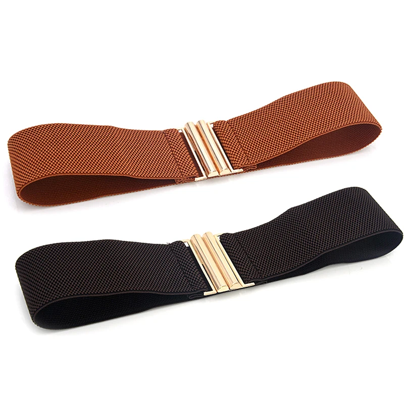 1PCS Solid Color 60*6CM Wide Elastic Belt Corset Belt Metal Buckle Lady Stretch Cinch Waistband Women Waist Belt