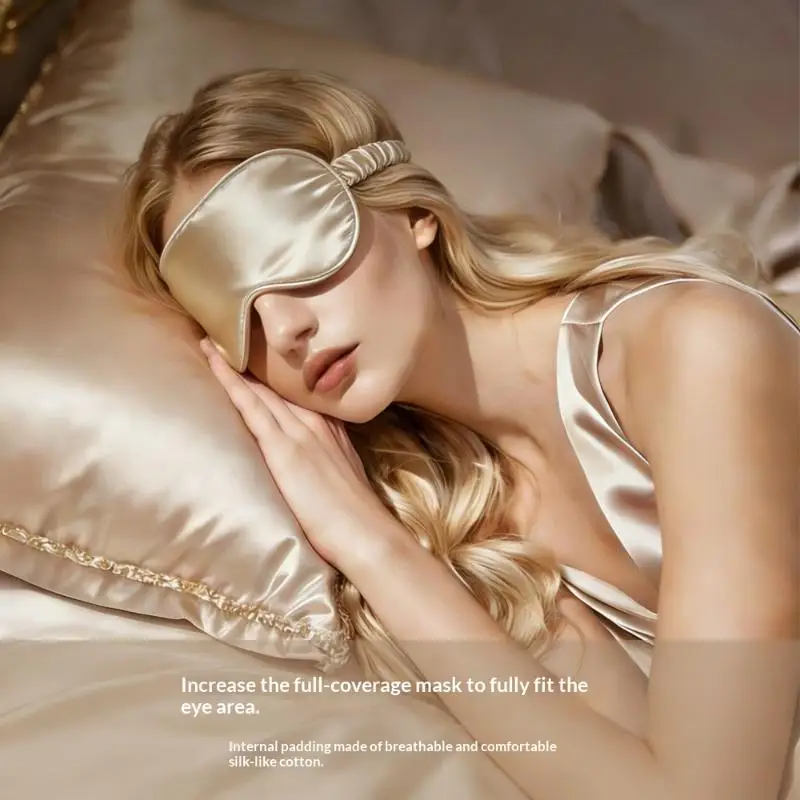 Double-Sided Silk Sleeping Eyeshade Adjustable Strap Light Blocking Breathable Travel Sleep Eye Mask Protective Safety Goggle