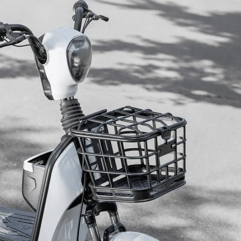 

1 Set Large Capacity Anti Extrusion Bike Front Basket Black PC Detachable Bike Basket With Lid For Electric Bike