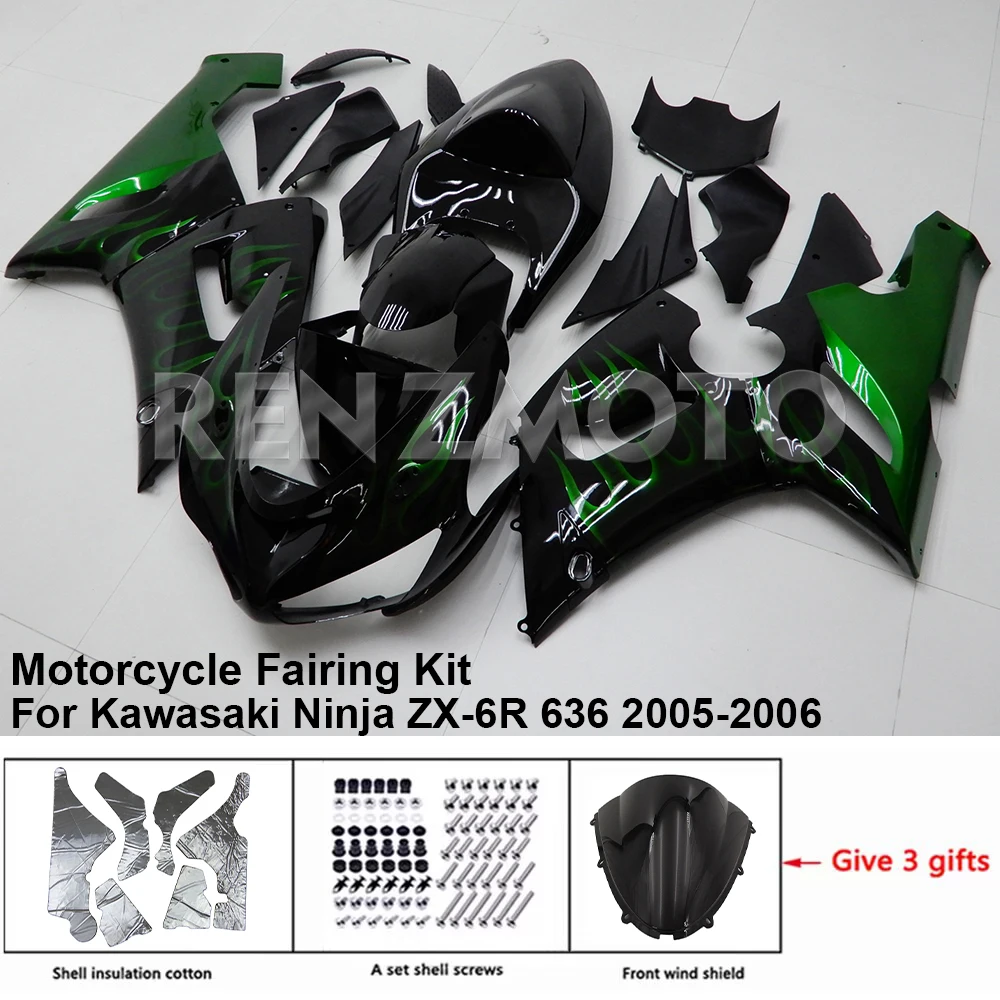 

Fit For Kawasaki Ninja ZX-6R 636 2005-2006 Motorcycle Accessories Fairings Injection Mold Painted ABS Plastic Bodywork Kits