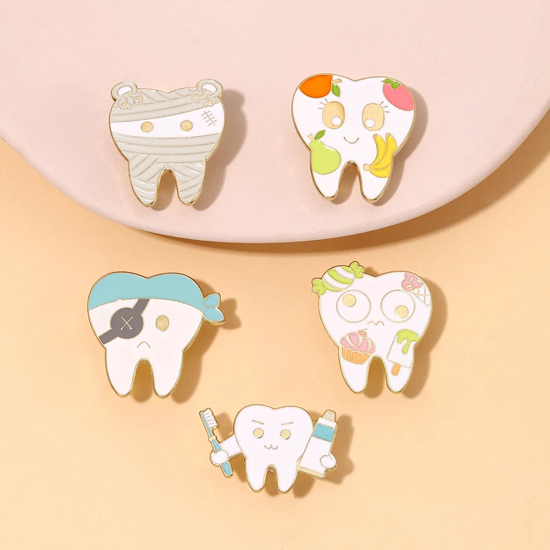 

Funny Tooth Cartoon Pins toothbrush Protect Teeth Enamel Pins Backpack Clothes Accessories Jewelry Lapel Badge for Dental Clinic