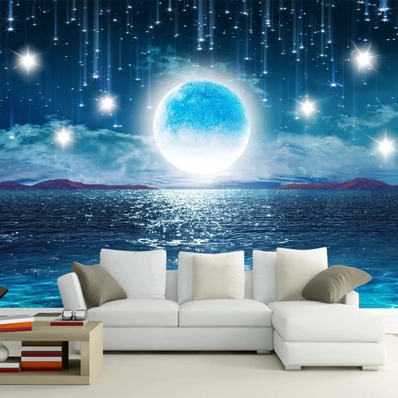 Custom Mural Wallpaper 3D Starry Sky Moon Nature Landscape Living room sofa TV background wall bedroom restaurant wall fabric 8d