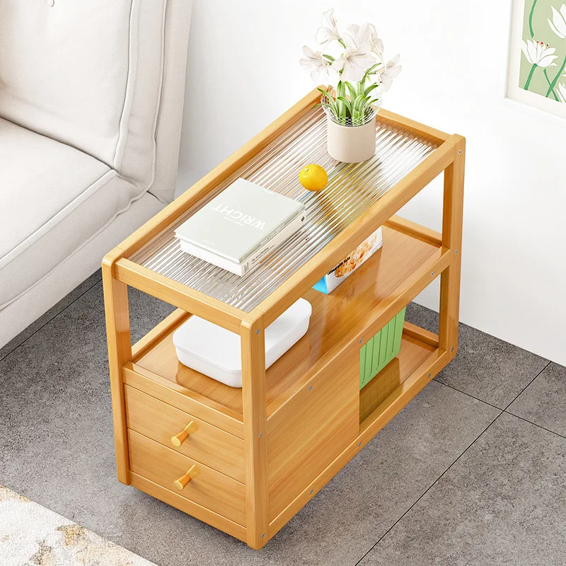 

Multifunctional movable Changhong glass coffee table, simple Nordic sofa side side cabinet in living room, storage cabinet