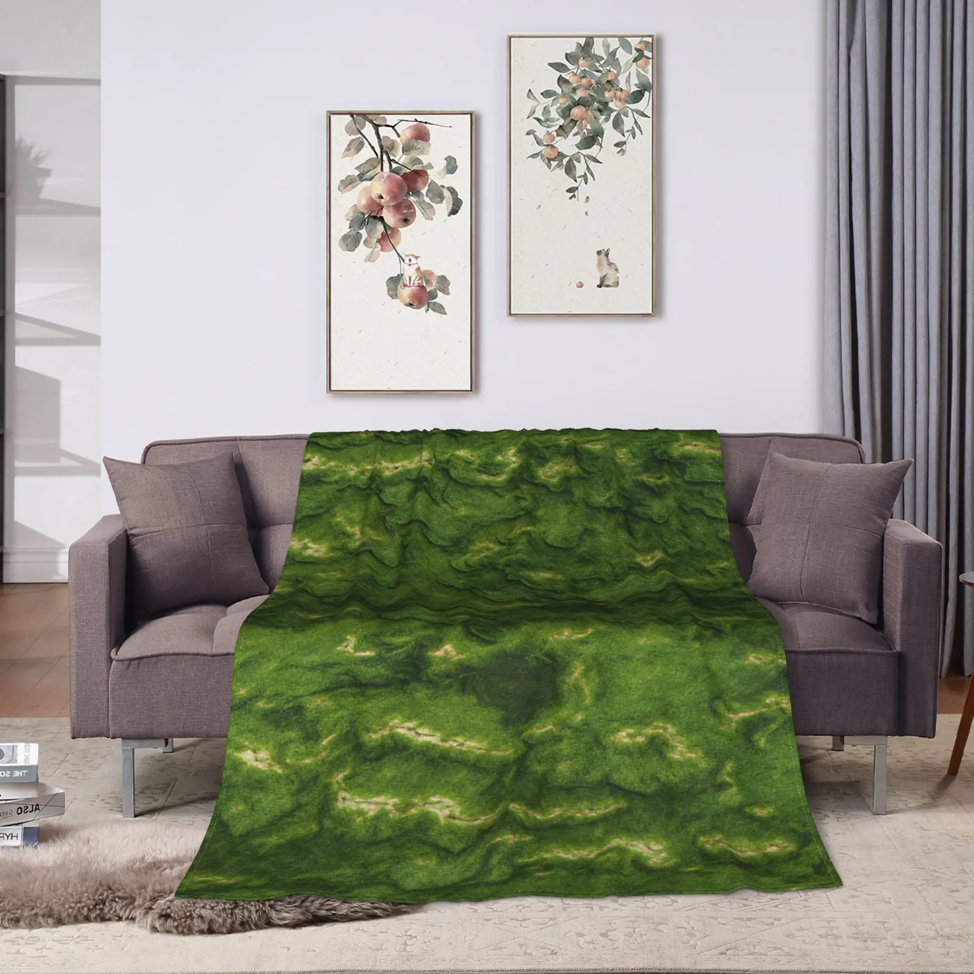 Grass Battlemat Grassland Land Greenery Blankets Quality Warm Soft  Bedding Throws Winter Picnic Couch Bed Graphic Bedspread