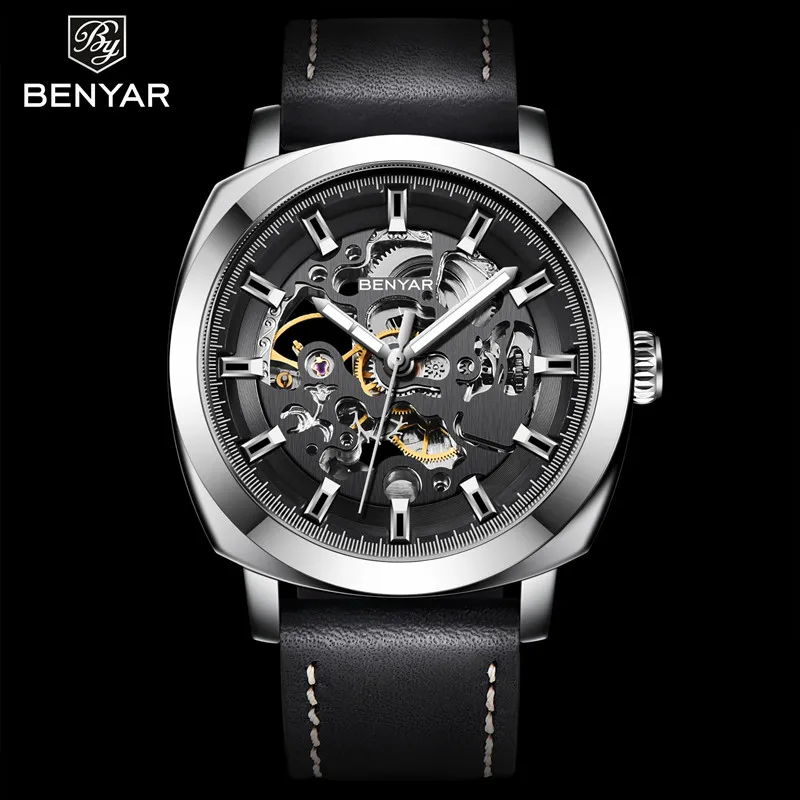 BENYAR 2023 Neue Marke herren Uhren Automatische Mechanische Uhr Sport Uhr Leder Casual Business Armbanduhr Relogio Masculino