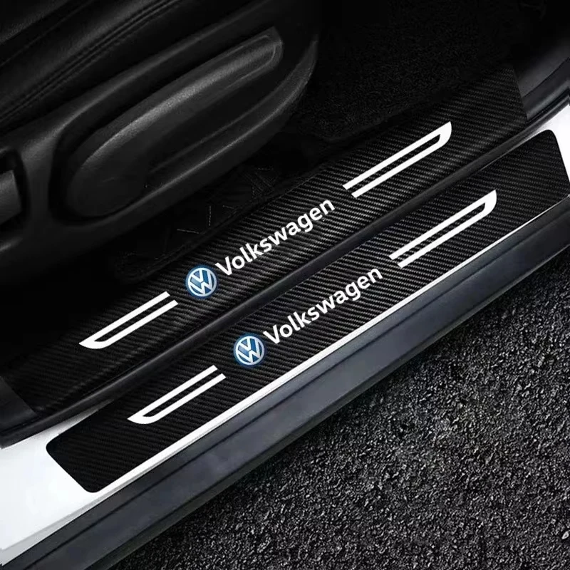 Calcomanía protectora de umbral de puerta de coche para Volkswagen Passat Tiguan Golf Bora Jetta Sharan T5 T3 Magotan Beetle pegatina de parachoques de maletero