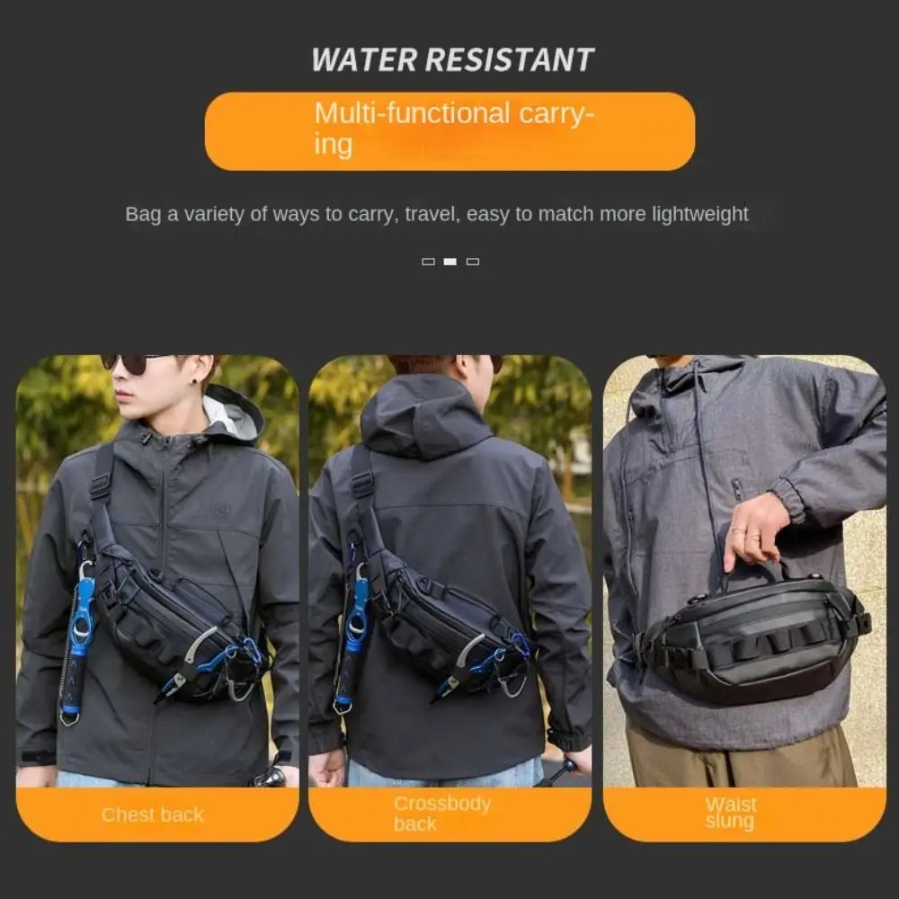 Waterproof Fishing Tackle Bags Multi Layer Large Capacity Fishing Lure Bag Zipper Pocket Chest Pack Fishing Waist Bag Men Women