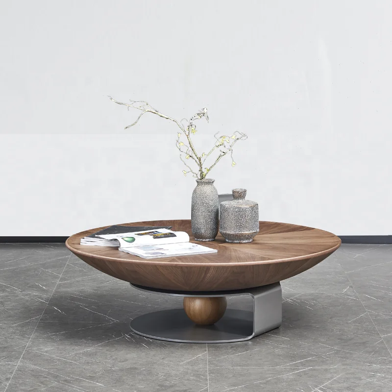 

European Design Wooden Coffee Tables Elegant Modern Art Round Console Table Set Unique center Table